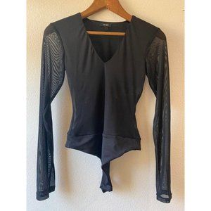AFRM V-Neck Long Sleeve Mesh Bodysuit XS